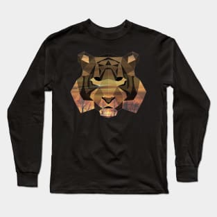 Tiger Low Poly Double Exposure Art Long Sleeve T-Shirt